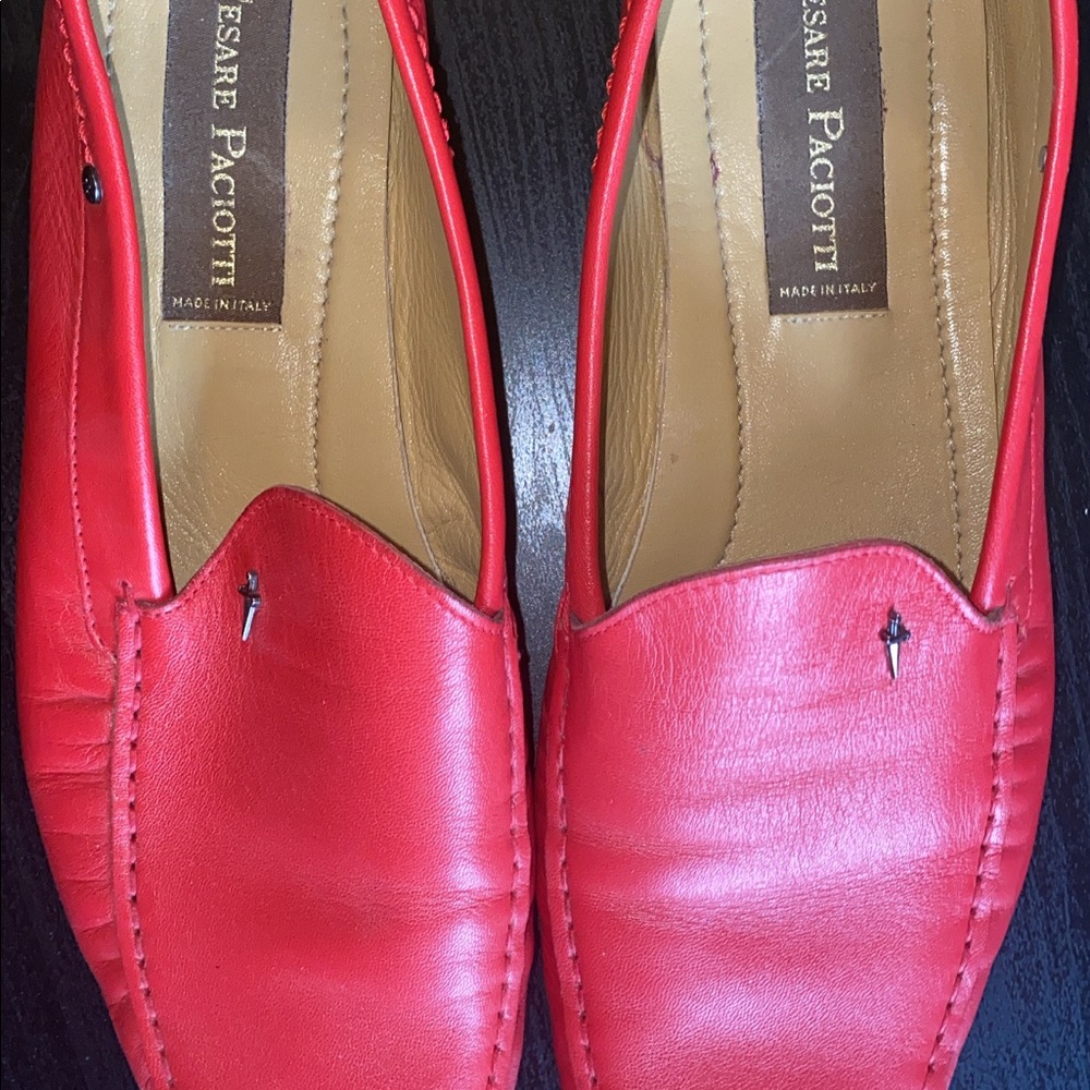Cesare Paciotti Men Red Leather Shoes - Picture 2 of 2